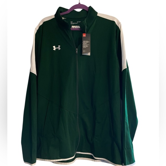 Under Armour Rival Knit Zip-Up‎ Jacket Green XL Loose Fit Men’s Full Zip, NWT - Picture 1 of 5